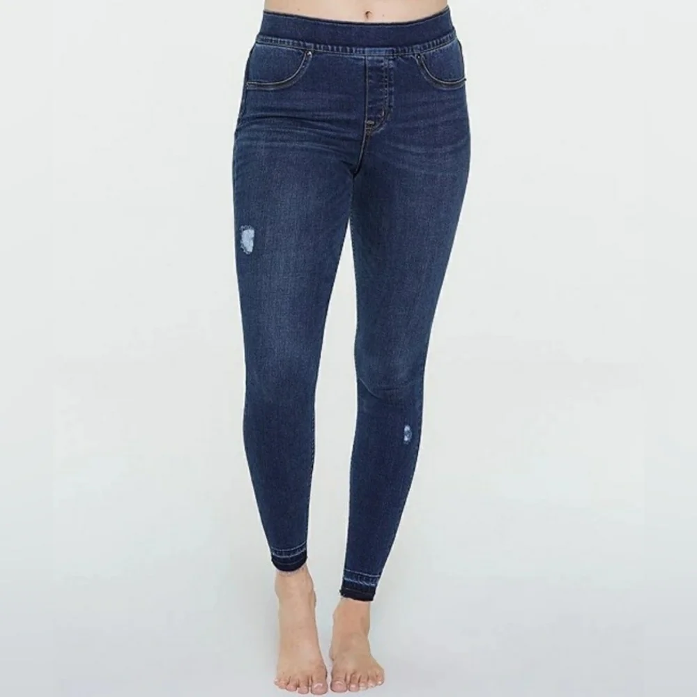 🌻SPANX Distressed Denim High Rise Elastic Waist Jeggings, Size M - Picture 2 of 9